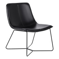 OSP Home Furnishings GYSB-B18 Grayson Accent Chair in Black Faux Leather and Black Base